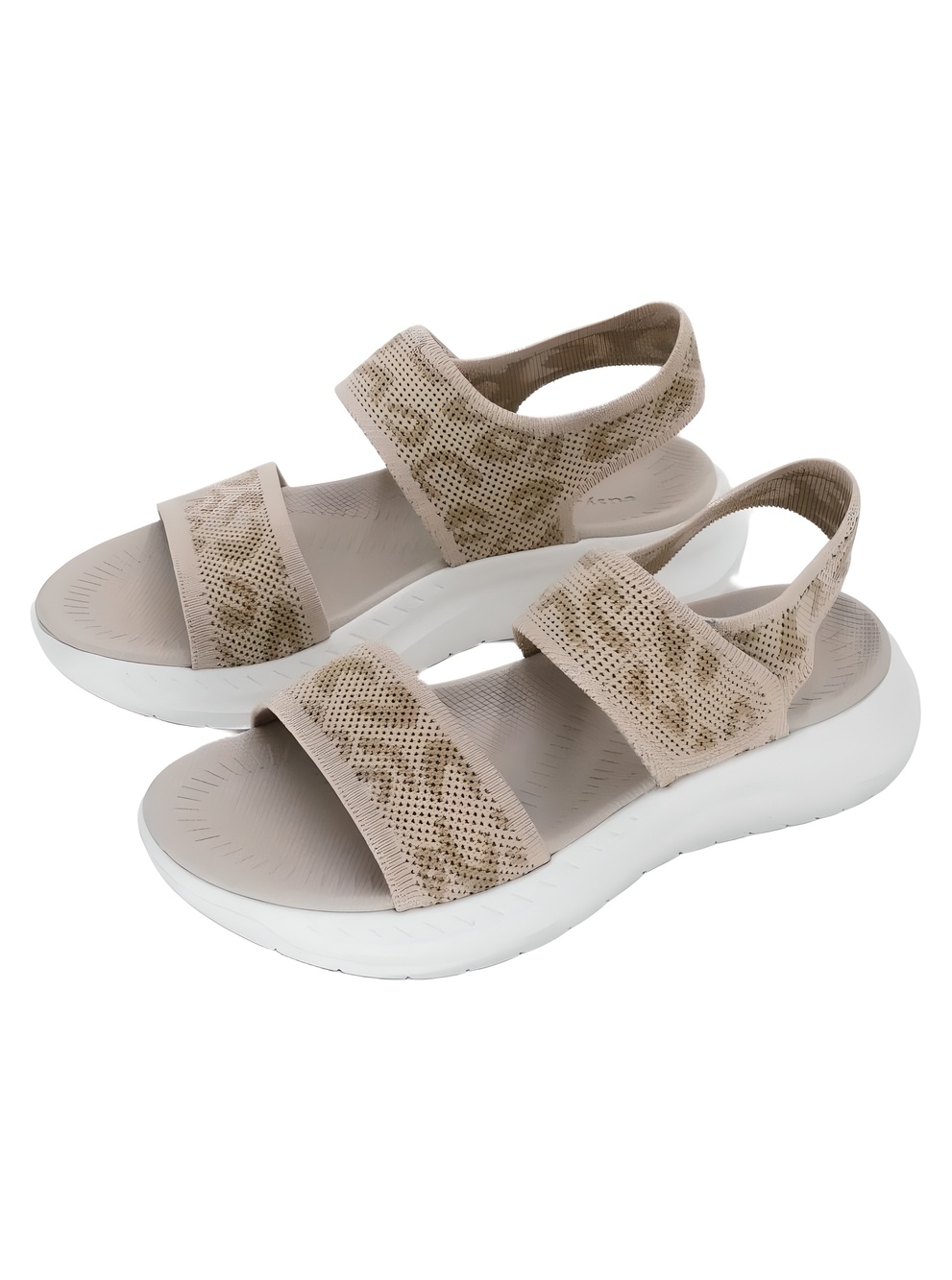 Easy Spirit Docia Double Beige Leopard Gold Strappy Sandals Size 7M - Picture 2 of 6